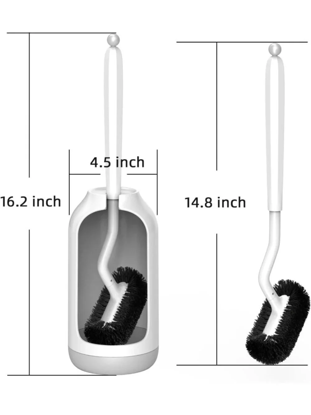 Toilet Bowl Brush Holder Set - 2 Pack Deep Cleaning Scrubber with Curved